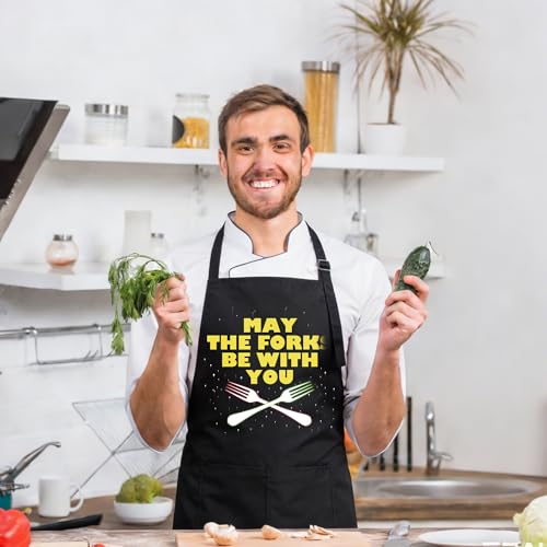Funny Black Apron with Pockets for Man,Dad,Husband,Father in Law,Chef Daddy Women Grilling Apron BBQ Cooking Gifts - color: Apron-9