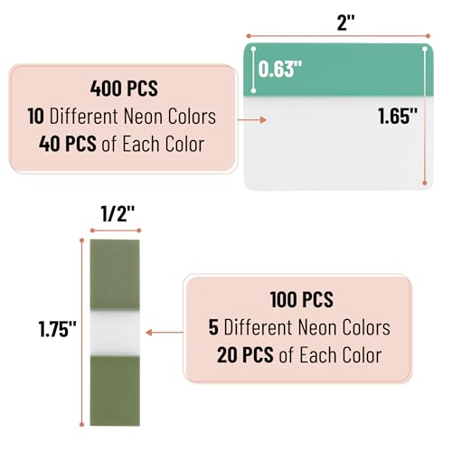Mr. Pen- Sticky Index Tabs, 500 Pcs, 21 Sets, Colorful - color: Garden