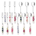 JEPELUS 12Pcs Forks and Spoons with Ceramics Handle, Flatware Set for 6