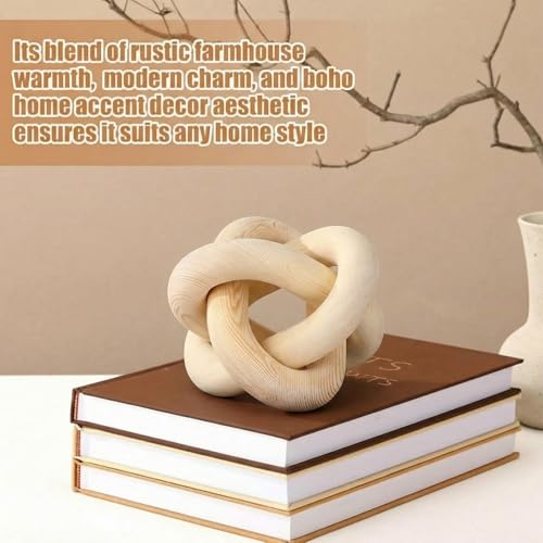 Yalikop 3 Link Wood Knot Decor Rustic Table Shelf Accents, Natural - color: Natural