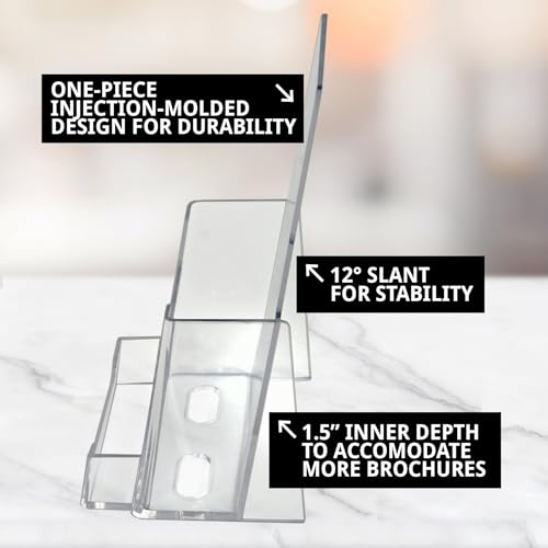 Azar Displays 252922-25PK Counter Trifold Brochure Holder with Business Card Pocket, 25-Pack - size: 25-Pack, style: Business Card Pocket
