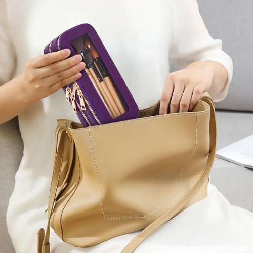 Pinkmik Double Layer Makeup Bag, D.Purple - color: B3/D.Purple, size: 2-Layer SLIM