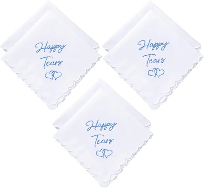 Happy Tears Wedding Handkerchief Something Blue Gift for Bride - color: Happy Tears X 6 (Clear)
