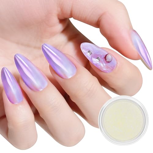 Artdone Blue Aurora Chrome Nail Powder, Iridescent Unicorn Powder Metallic Mirror Effect Pigment Pearlescent Mermaid Pearl Glitter Dust Kit, Nail Art Decoration, Resin Craft - color: 1 Jar - Blue Aurora