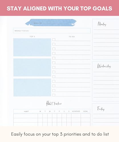 Lamare Weekly Planner Notepad – Premium Undated Weekly To Do List Notepad - color: Blue