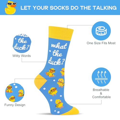 Funny Socks for Women and Teenage Girls, Cute Crazy Unique Novelty Gifts - color: K-duck-1
