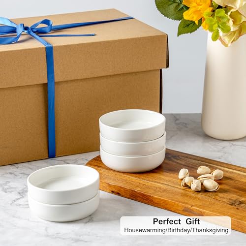 Dipping Bowls Set of 4, 2462°F High-Fired Ceramic Small Bowls for Dips, Olive Oil & Sauce, Elevates Table Setting, Idea for BBQ,Afternoon Tea,Entertaining,Housewarming & Holiday Gifts, White - color: White