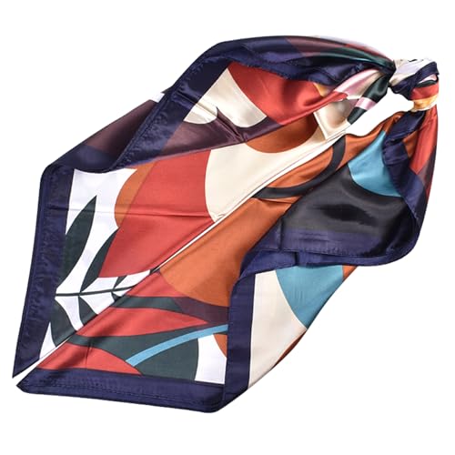 35 Inches Silk Head Scarf-Satin Hair Scarves Silk Bandana Scarf Headscarf for Women's Fashion Scarves - color: Colorful Sunflower - Navy Blue