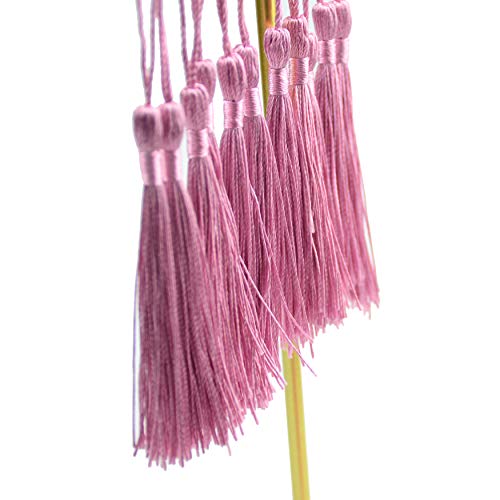 100Pcs 5 Inch Silky Bookmark Tassels for Jewelry, Souvenir(Dark Pink) - color: #6