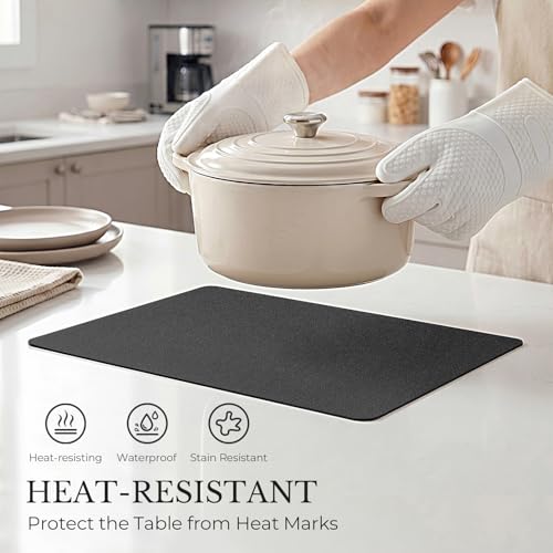 Romanstile Vinyl Placemats Set of 6, Reversible Faux Leather Wipeable Table Mats - color: Black, size: PCS4