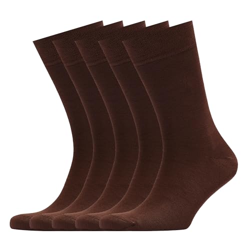 VRD Men's Dress Socks Bamboo Rayon, 5-Pack Crew Socks, Multiple Colors and Designs, Shoe Size 8-13, Gift Box - color: 16: Dark Brown, 5-pack Solid