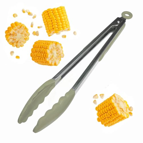 Starpack Get a Grip Silicone Kitchen Tongs (12 Inch) - LFGB Non Toxic, 600°F Heat Resistant, BPA-Free - Heavy-Duty Stainless Steel, Locking - Dishwasher Safe for Nonstick Cookware - color: Sage Green, size: 12" Single