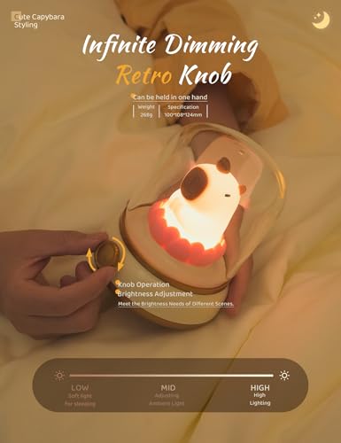 WANIDEA Kids Night Light, Rechargeable Capybara Night Light，Cute Desk Lamp - color: Capybara Yellow