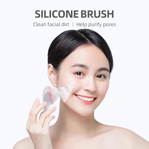 Cat Paw Silicone Face Scrubber, 2-Pack Manual Cleansing and Exfoliating Brush for Pore Care, Blackhead Removal, Gentle Skincare and Makeup Cleaning, Soft Bristles (Pink & Blue)