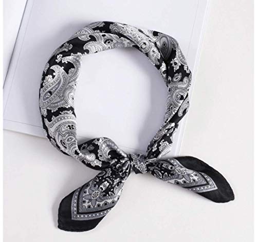 ANDANTINO 100% Mulberry Silk Scarf -21” Square Neckerchief with Gift Packed - color: Black&white Paisley