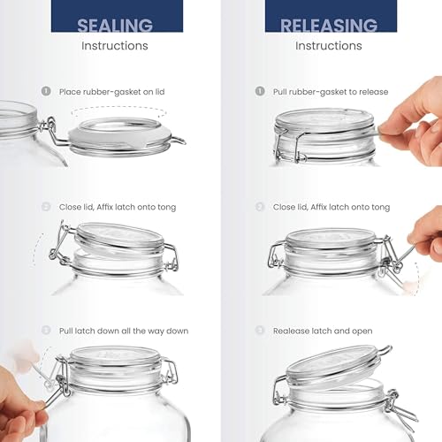 Bormioli Rocco Fido Squared Wide Mouth Glass Jar with Airtight Gasket Clamp Lid for Canning and Food Storage, Clear Top, 67.75 oz. - color: Clear Top, size: 67.75 fl oz