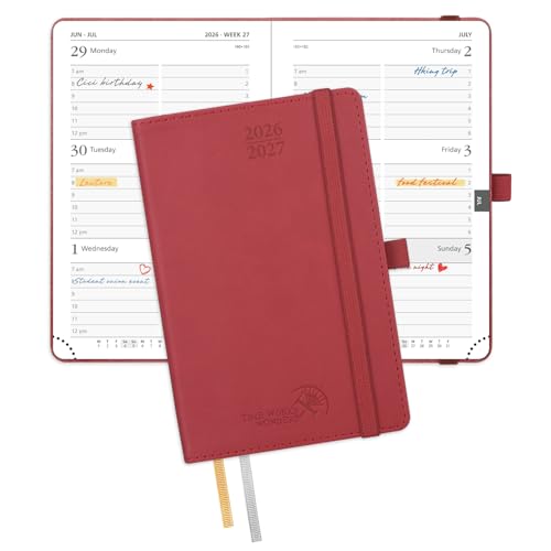 POPRUN Pocket Planner 2026-2027, Purse-4" x 6.25", Academic Pocket Calendar - color: Burgundy, size: Pocket-4" x 6.25", style: Academic Year 2026-2027