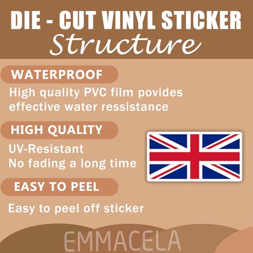 (3PCS) United Kingdom Flag stickers, Countries Flag Stickers - Waterproof Vinyl Decals For Laptops, Tumblers, Water Bottles, Books, Scrapbooks, Size 3 x 1.7 Inch - color: United Kingdom