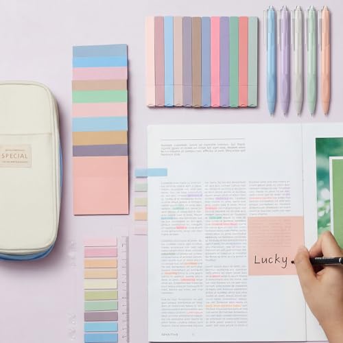 Jutom 39 Pcs Aesthetic Book Annotation Kit,Light Blue,Cute Style - color: Light Blue, style: Cute Style