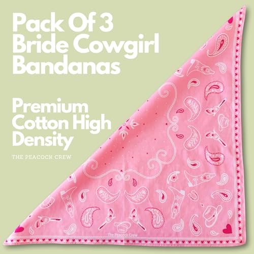 The Peacock Crew Premium Soft Cotton Bandanas Pack for Men and Women Paisley 22 x 22 inches - color: 3 Pack Cowgirl Light Pink