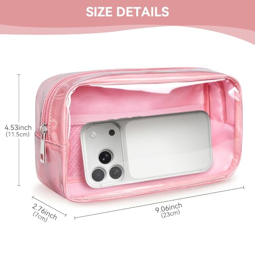WLLWOO Clear Makeup Bag Small Cosmetic Pouch Travel Toiletry Organizer - color: 1pcs-Medium-Pink