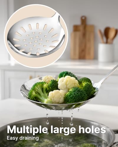 Zulay Kitchen Stainless Steel Slotted Spoon - size: Draining Spoon
