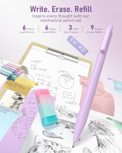 Four Candies School Supplies with Cute Pencil Case, 39ct, Purple - color: Purple, size: 39 Count (Pack of 1)