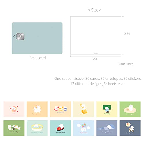 Monolike Day-by-day Card, Gureum's Daily Life ver.1 - Mix 36 Mini Single cards, 36 envelopes, 36 stickers Package - color: Gureum's daily life ver.1
