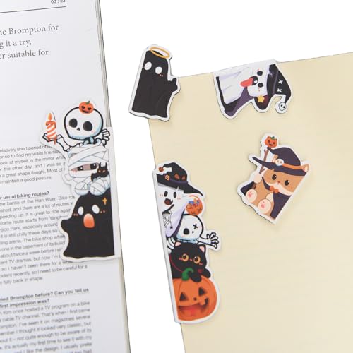 5pcs/Set Cute Magnetic Bookmark, Funny Peeping Ghost Book Marker Clip for Teachers, Students, Book Lovers Gifts, Printing on 2 Side (Ghost) - color: Ghost