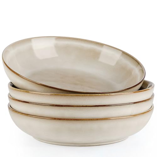 AmorArc 8.5’’ Ceramic Pasta Bowls Set of 4, 36oz Large Stoneware Bowls Set - color: Cappuccino, size: Set of 4