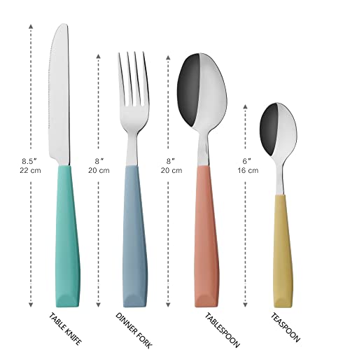 ANNOVA Silverware Set Stainless Steel Colorful Handle Tableware Kitchen Flatware Set Utensils, Includes Dinner Knives, Forks, Spoons, Salad Forks & Dessert Spoons (Mix, 24 Pieces) - color: Mix Color 24Pieces