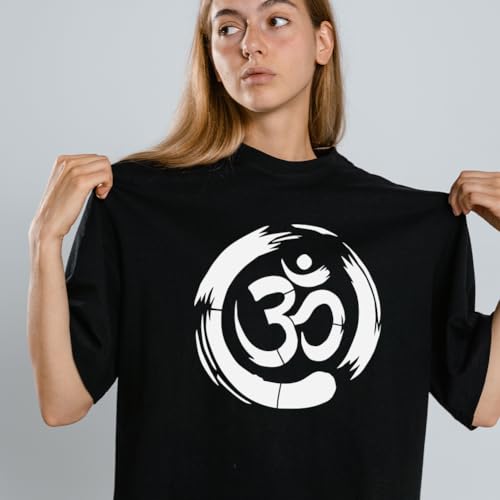 FINGERINSPIRE Om Symbol Stencil with Paint Brush 11.8x11.8 inch Yoga Zen Circle Pattern Template Yoga Om Symbols Craft Stencil for Painting on Wall Wood Floor Tile Canvas Fabric Furniture - style: OM Zen Circle