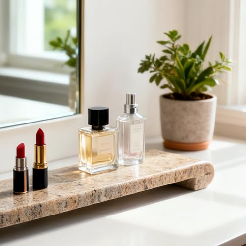 16"x4" Natural Marble Tray Pedestal Stand, Bathroom Counter Stone Trays - color: Kashmir Gold