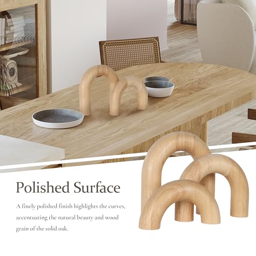 3 Pieces Wood Arch Decor, Wooden Coffee Table Accents, Neutral Home Aesthetic Bookshelf Decoration, Desk Objects, Natural Modern Boho Decor for Living Room Entryway - color: Natural