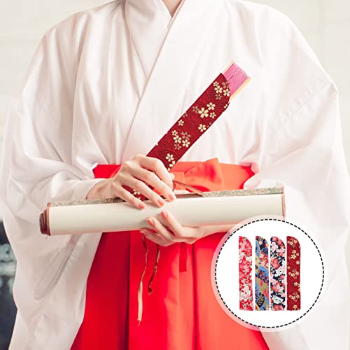 Japanese Fan Cover Silk Folding Hand Fan Sleeve Protective Carrying Case Pouch for Handheld 3.7X0.65 Inch Lightweight Storage Bag