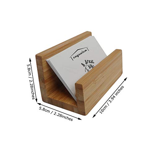 1 Pack Bamboo Wood Desktop Business Card Holder for Desk Sturdy Business Card Display Stand for Office Suitable for Men Women