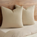 PHF Cotton Waffle Euro Shams 26" x 26", Khaki, No Insert - color: Khaki, size: 26" x 26" (Pack of 2)