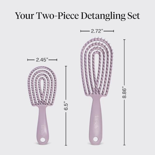 Kitsch Flexi Flow Duo Detangler Brush, Hair Brushes For Women- Soft Violet - color: Soft Violet, size: 2 Pcs