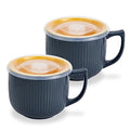 Ceramic Soup Bowl with Handle & Lid, 32oz Microwave Ramen Bowl Set of 2 - color: Gray/Yellow 2 pcs-32, size: 32 OZ