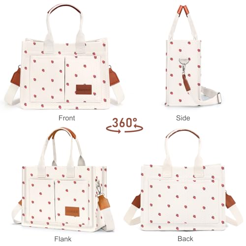 LHMTQVK Canvas Tote Bag for Women, Work & Bible Study Handbag - color: Cute Strawberry