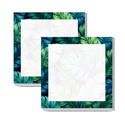 Sticky Notes 3x3 Inches, Cute Self-Stick Note Pads, Funny Memo Pads, Easy to Post Sticky Notes for Office, Home & Notebook Cute Green Leaf - color: Cute Green Leaf