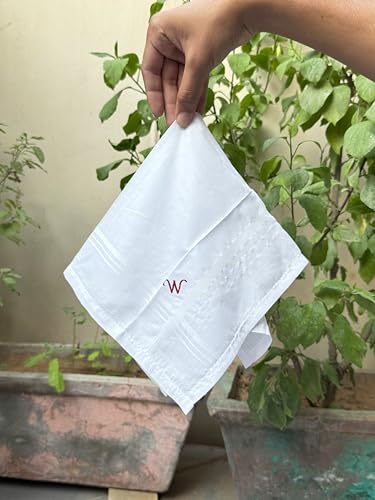 Monogrammed Handkerchiefs for Men 3-Pack Cotton, White Hankies - color: W