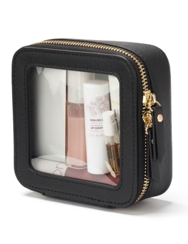 Popvibe Small Clear Makeup Bag for Purse, Travel Cosmetic Case, Black, Mini - color: Black, style: Mini Chic