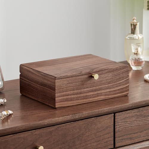 Black Walnut Wooden Jewelry Box for Women with Removable Tray - style: 2 Layer A