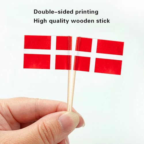 mflagperft Denmark Toothpick Flags 100 Pack, Danish Flag Cocktail Picks - color: Denmark