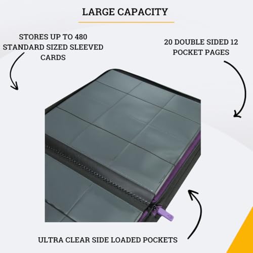 Card Guardian 12 Pocket Premium Binder with Zipper, Purple - color: Purple