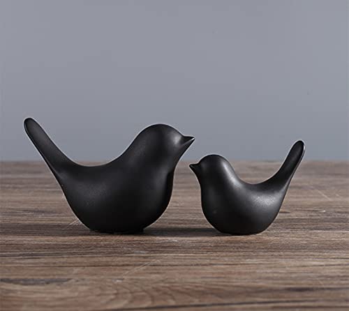 Small Animal Birds Statues Home Decor Modern Style Black Decorative Ornaments for Living Room, Bedroom,Cabinets, Office Desktop (2 Pack) - color: Black