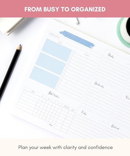 Lamare Weekly Planner Notepad – Premium Undated Weekly To Do List Notepad - color: Blue