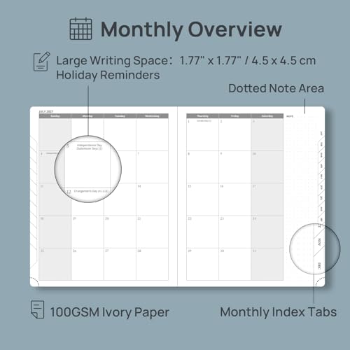 POPRUN 2027 Planner, Large-8.5" x 10.5", Weekly & Monthly Appointment Book - color: Brown, size: Large-8.5" x 10.5", style: Calendar Year 2027