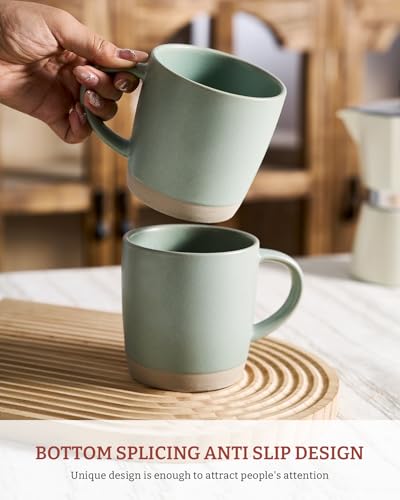 famiware Coffee Mugs Set of 4, Milkyway 13 oz Ceramic Cup Set with Handle - color: Milkyway-Light Green, size: 4 Count (Pack of 1)